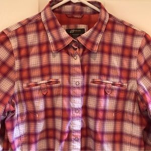 Eddie Bauer Sport Long Sleeve Shirt Size Medium purple/orange plaid